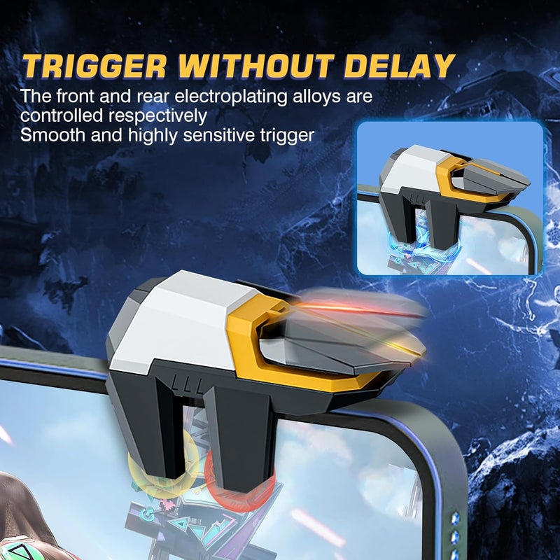 EasEasy PUBG Game Trigger, Mobile Phone Controller Compatible for PUBG/Rules of Survival/Knives Out, 6 Fingers Trigger with Sensitive Aim and Shoot Smartphone Joystick for iPhone & Android-Yellow - Image 4